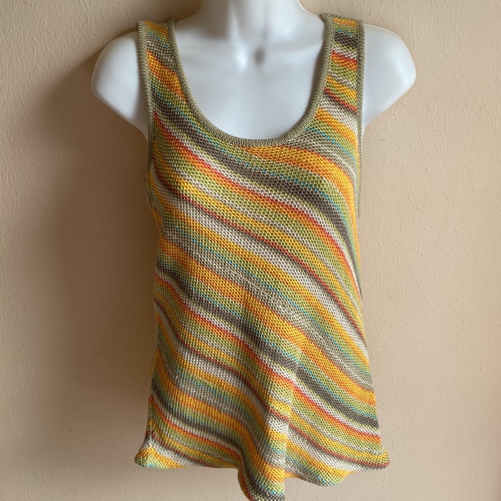 Vintage Knit Sigrid Olsen linen blend tank S beautiful khaki companion
